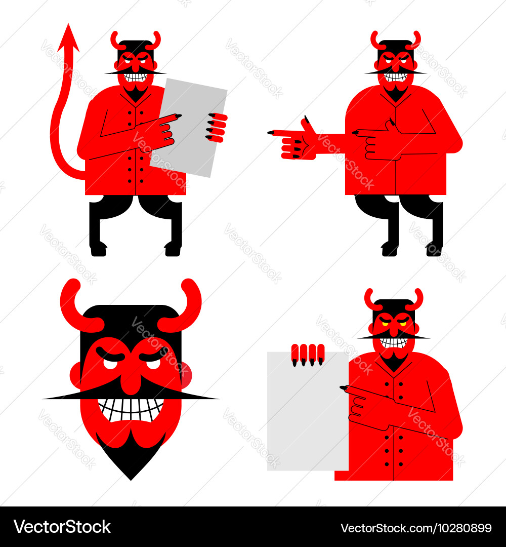 Set satana and devil daemon in different poses vector image