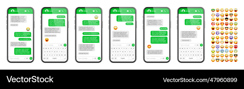 Smartphone messaging app user interface design Smartphone messaging app user interface design vector image