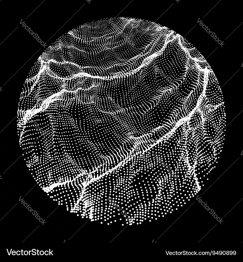 Wave grid background 3d technology style vector image