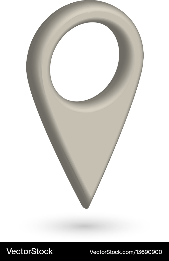 3D Grey Map Pointer with Shadow Vector Image