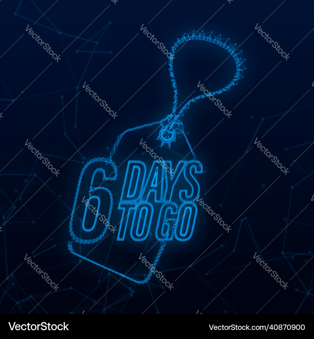 6 days to go countdown timer time icon count vector image