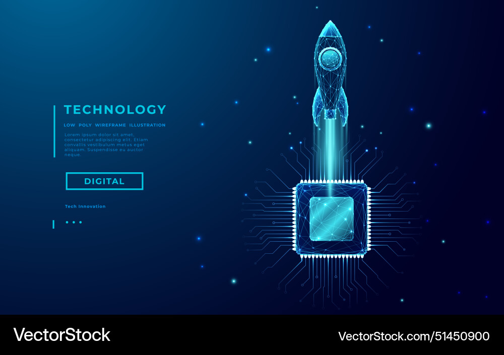 Abstract rocket light cpu processor on technology Abstract rocket light cpu processor on technology vector image
