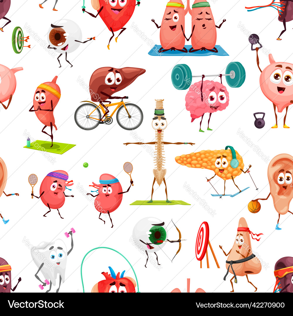 Cartoon funny organs pattern human body parts Cartoon funny organs pattern human body parts vector image