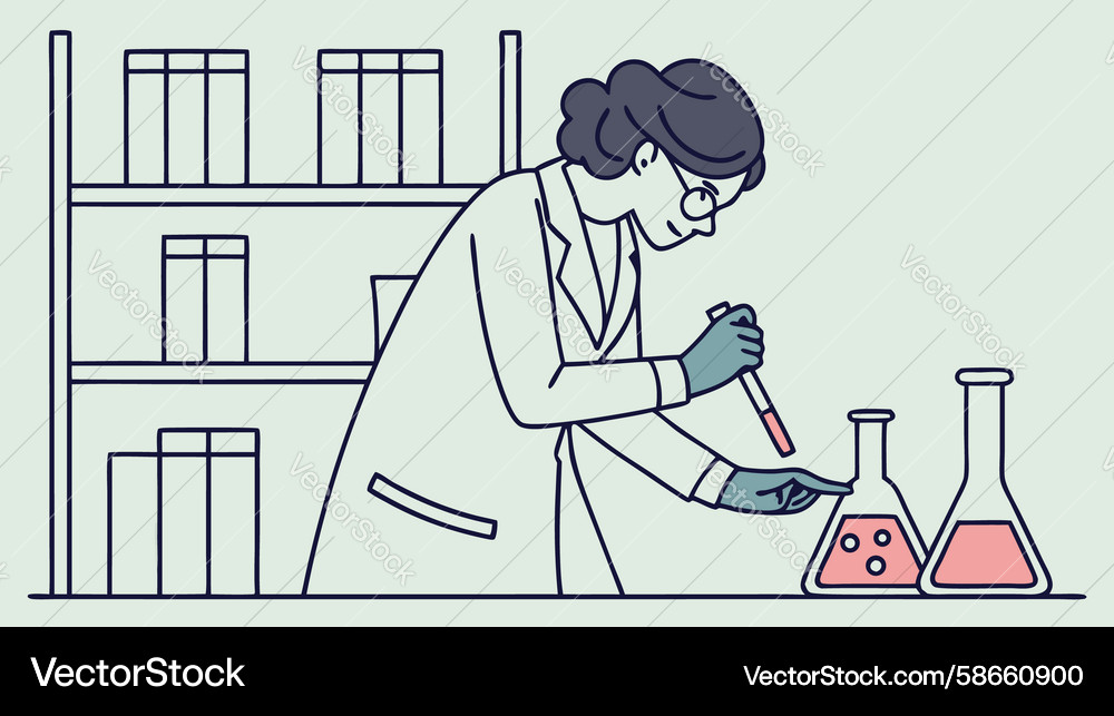 Chemist performing laboratory experiment Vector Image