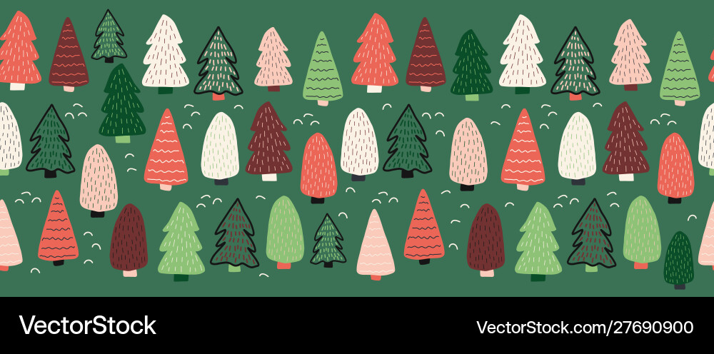 Christmas Tree Border Pattern vector image