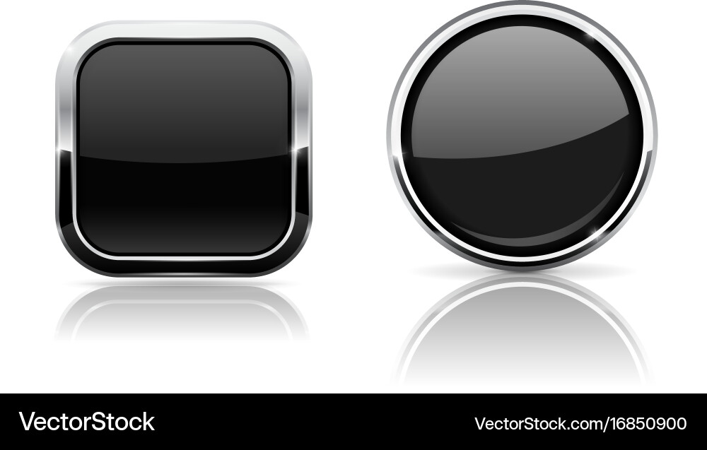 Chrome Buttons - Square & Round Icons vector image