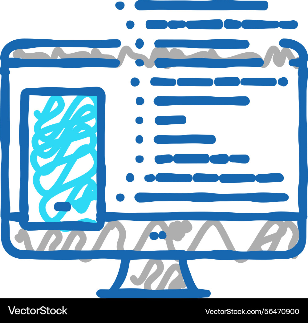 Coding phone application on computer icon doodle vector image