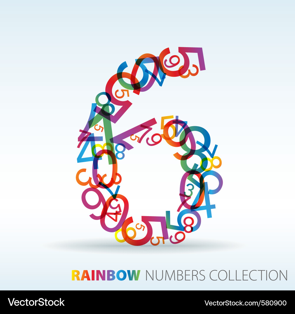 Colorful Number Six Rainbow Vector Image