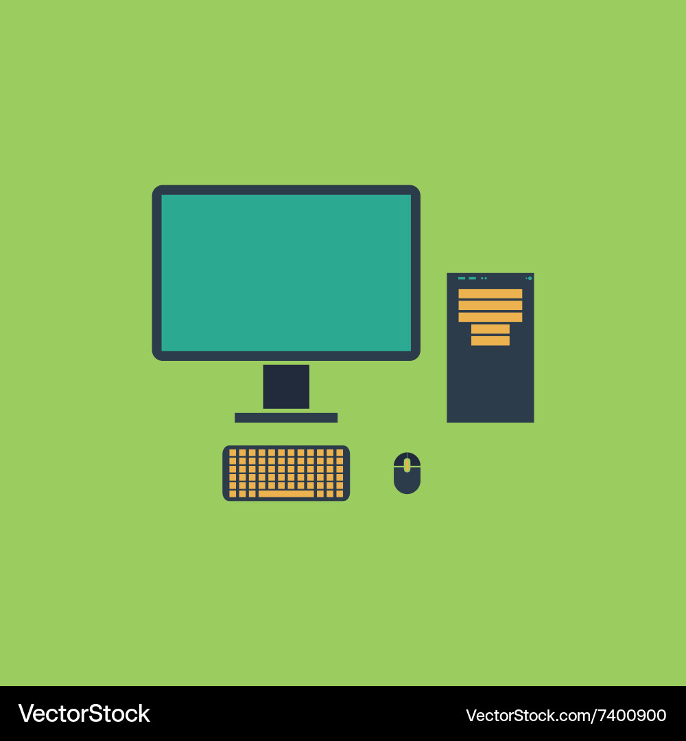 Computergehäuse mit Monitortastatur und Maus vektorbild