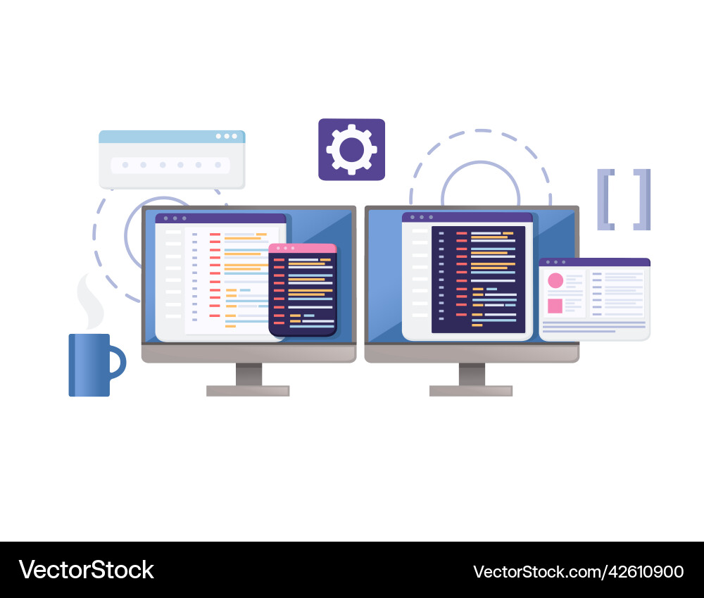 Concept for development using programming Concept for development using programming vector image