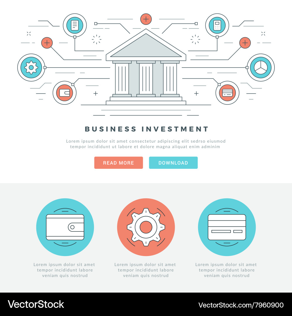 Flat line business concept web site header vector image