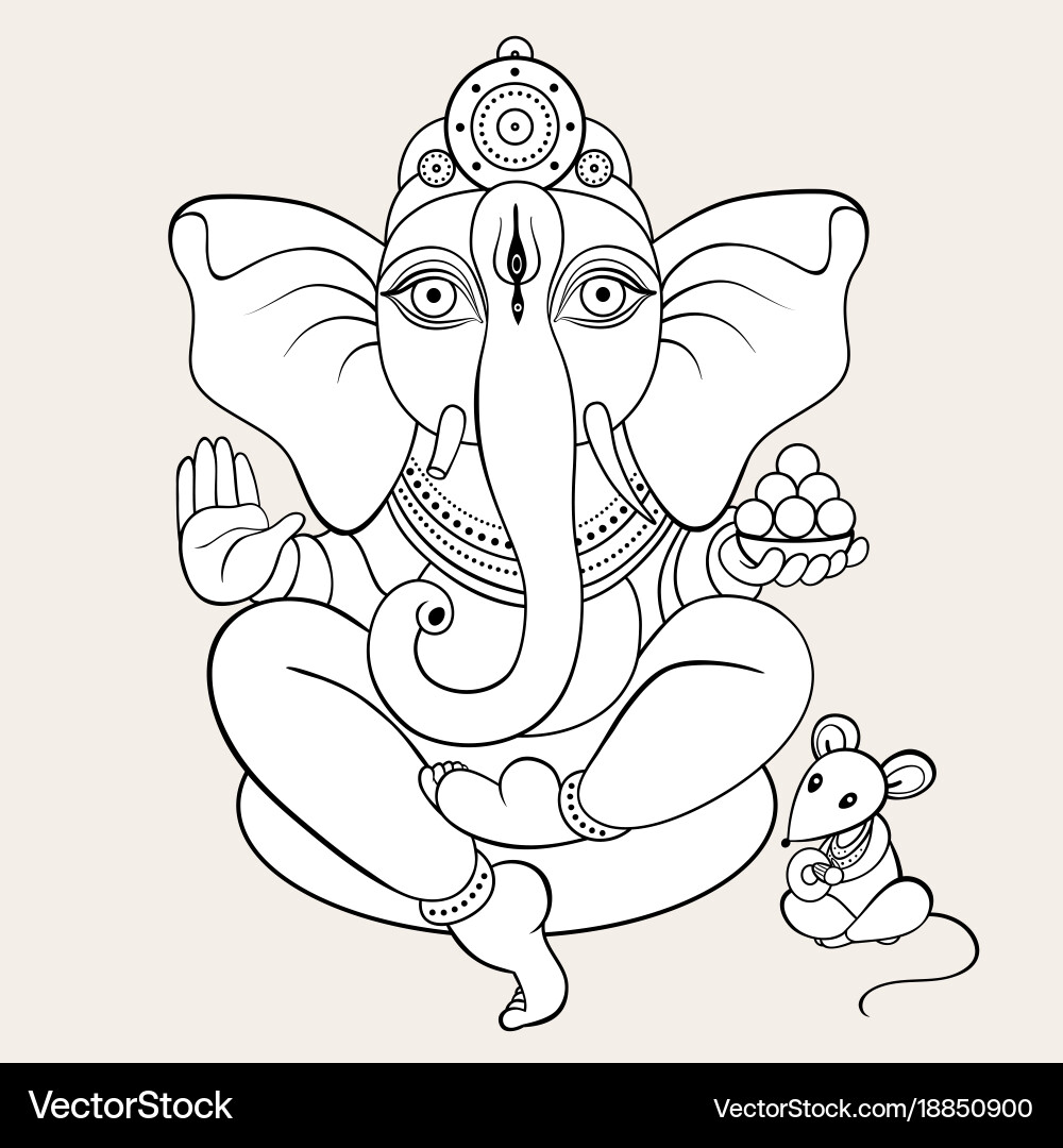 Ganapati meditation in lotus pose vector image