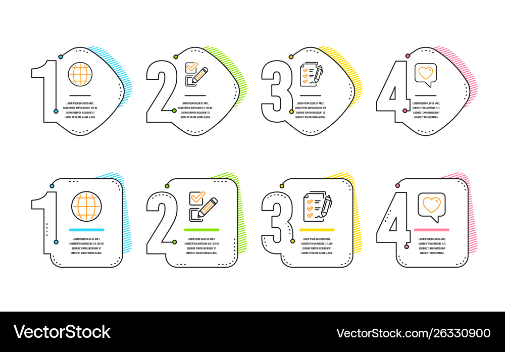 Globe survey checklist and checkbox icons set Globe survey checklist and checkbox icons set vector image