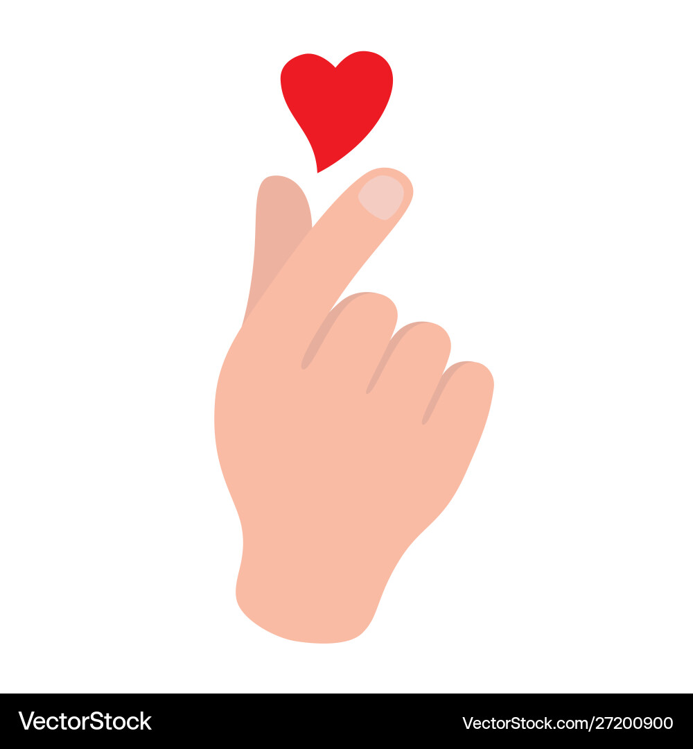 Korean symbol hand heart a message love Korean symbol hand heart a message love vector image