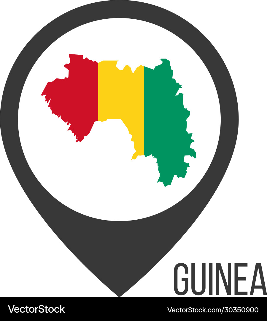Map pointers with contry guinea flag stock Map pointers with contry guinea flag stock vector image