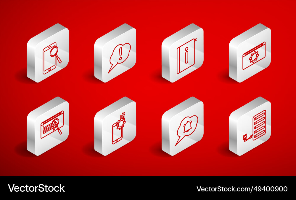 Set line server speech bubble exclamation user Set line server speech bubble exclamation user vector image