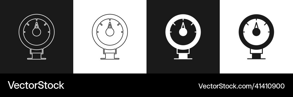 Set motor gas gauge icon isolated on black Vector Image