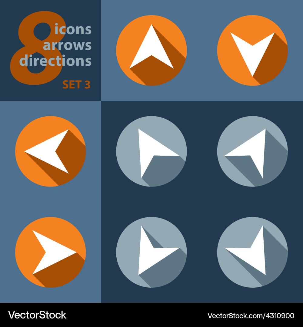 Set of eight icons with arrows in all Vector Image