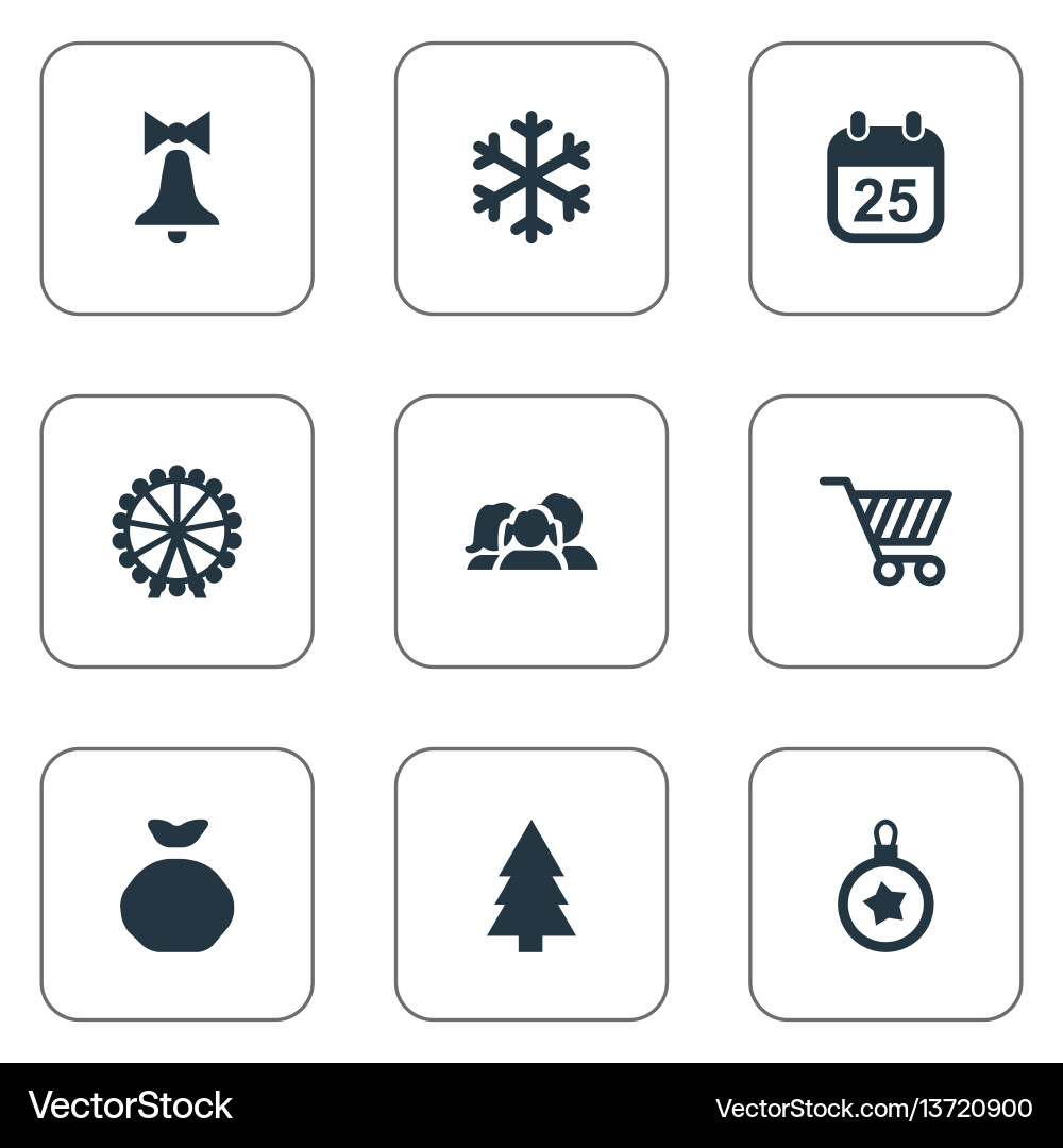 Set of simple new year icons vector image