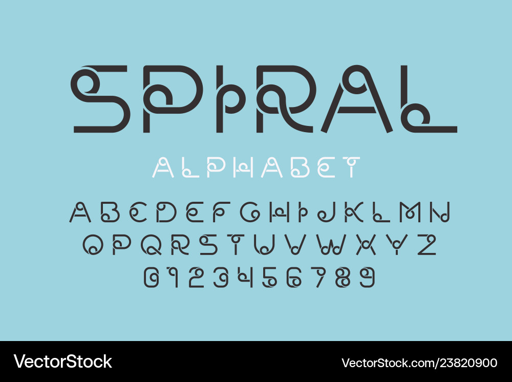 Stylized font design alphabet letters and numbers vector image