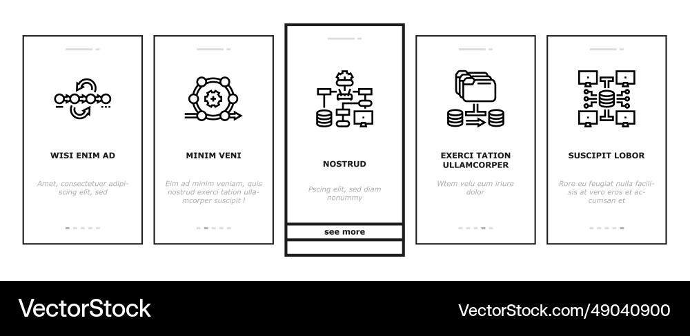 System analyst data onboarding icons set System analyst data onboarding icons set Vector Image
