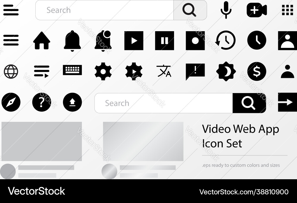 Video web app icon set Video web app icon set vector image