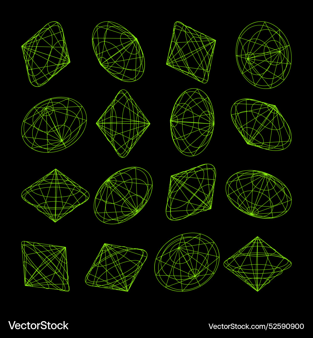 Wireframe lined shapes perspective mesh 3d grid Wireframe lined shapes perspective mesh 3d grid vector image