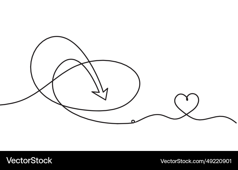Abstract continuous lines arrows with heart Vector Image