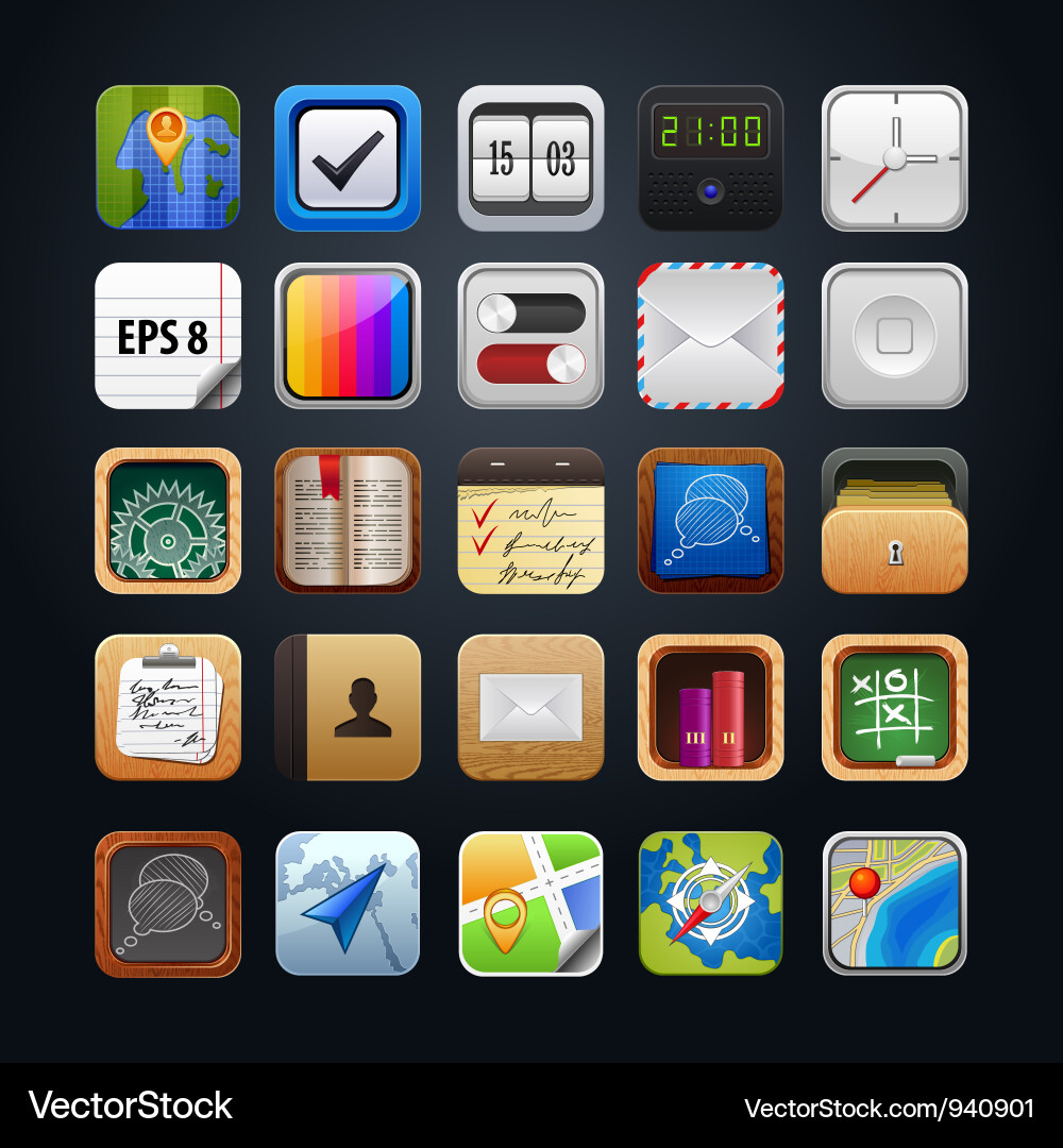 App Icon Set - Square Style vector image