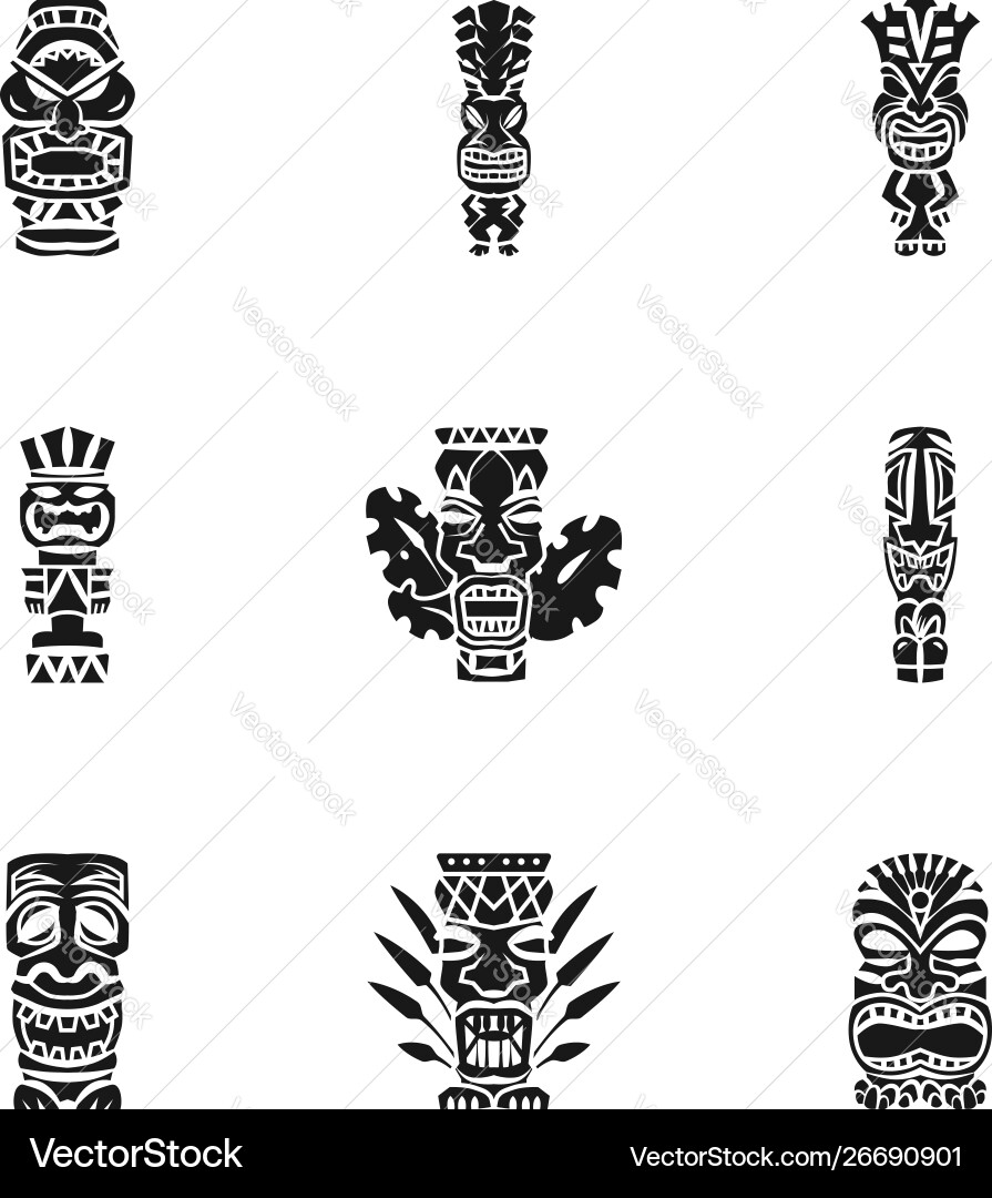 Aztec idol icon set simple style Aztec idol icon set simple style vector image
