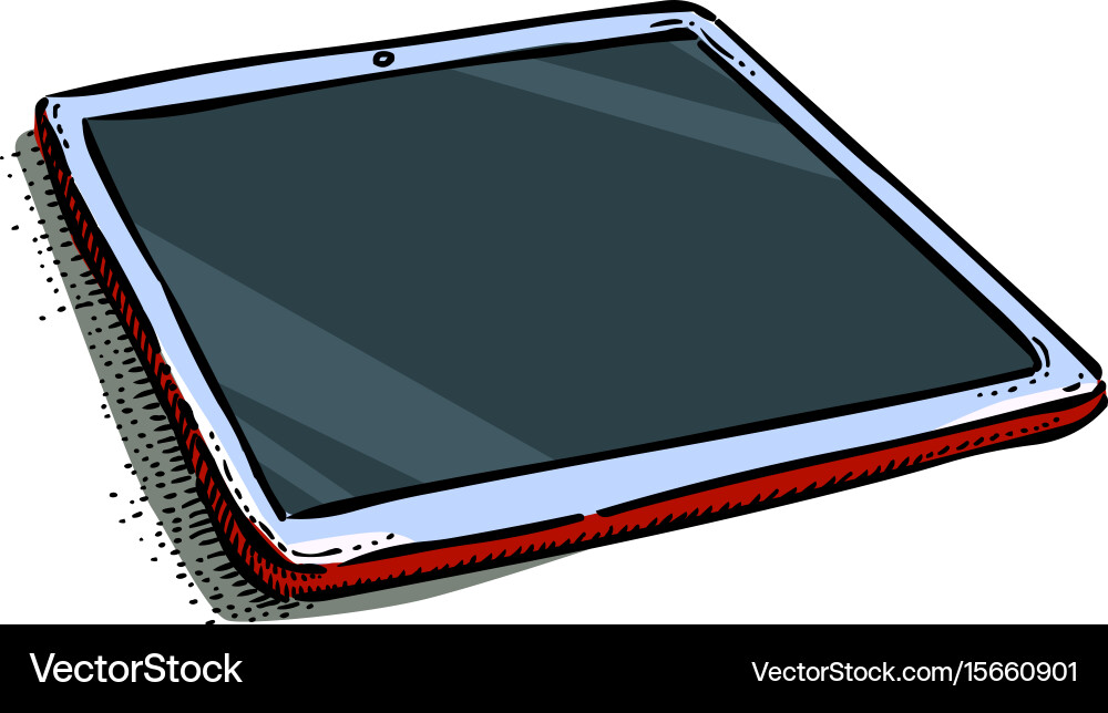Cartoon image of tablet computer with blank screen vector image