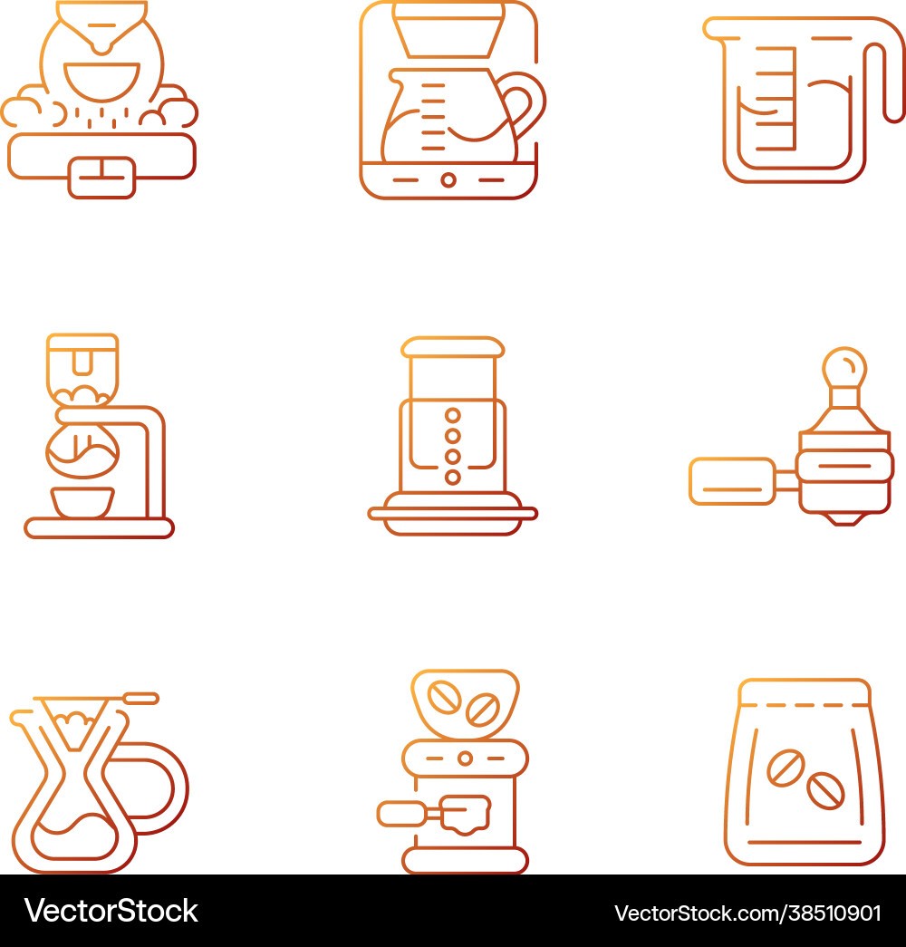 Coffee Shop-Appliance Gradienten lineare Icons Set Coffee Shop-Appliance Gradienten lineare Icons Set vektorbild