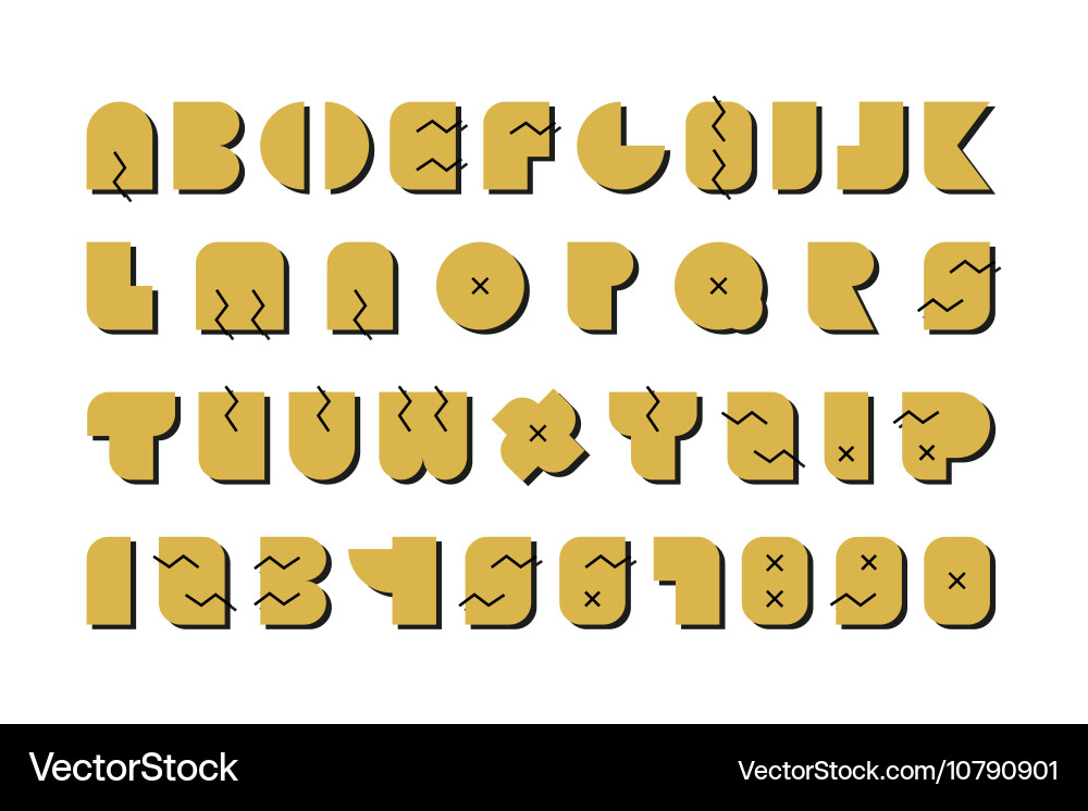 Elegant Font with Numbers & Shadows vector image