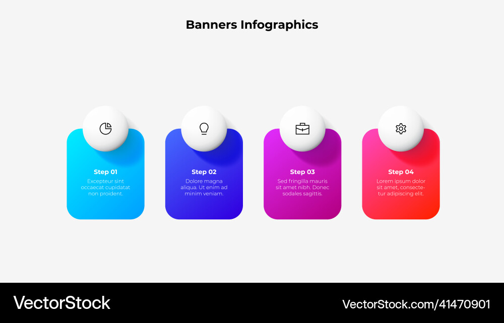 Four banners with circles placed in horizontal row Four banners with circles placed in horizontal row vector image
