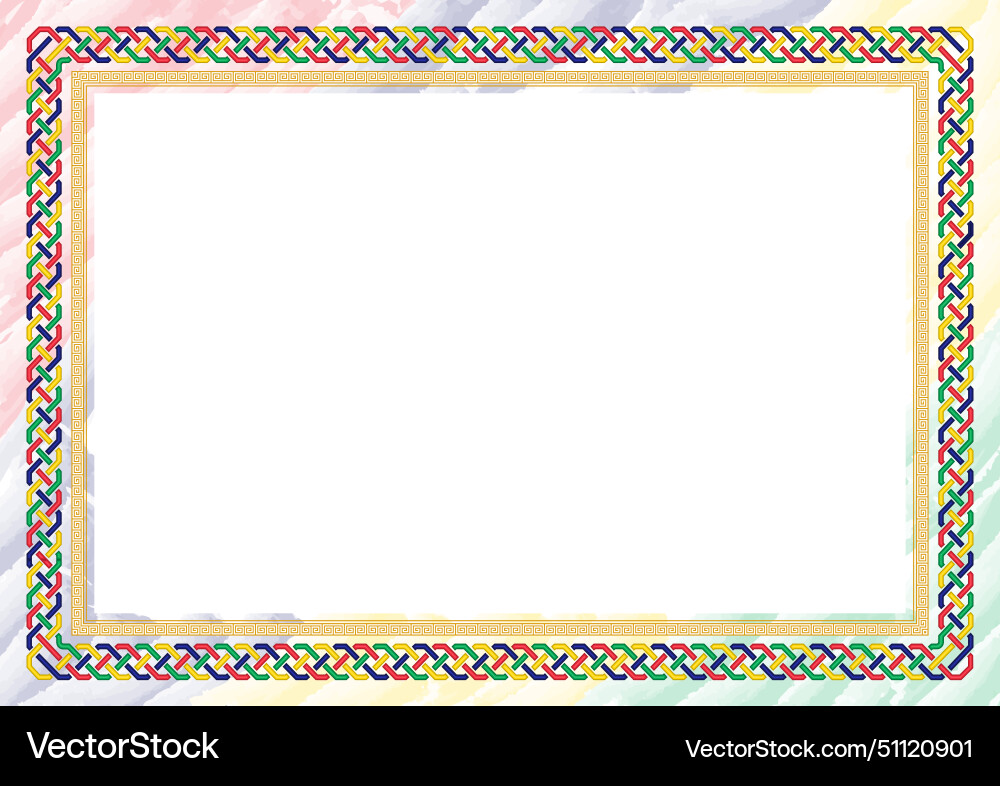 Horizontal frame and border with mauritius flag vector image