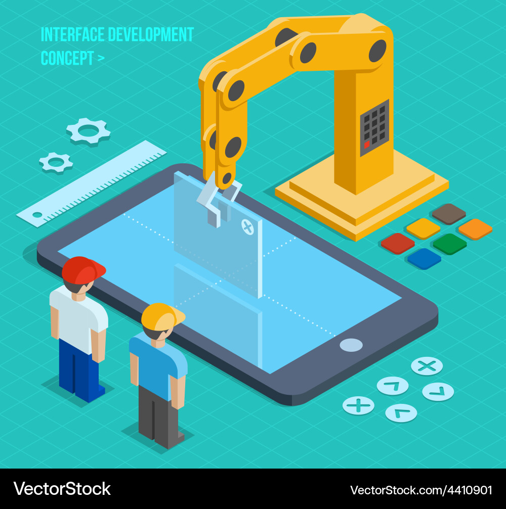 Isometric UI Development vector image