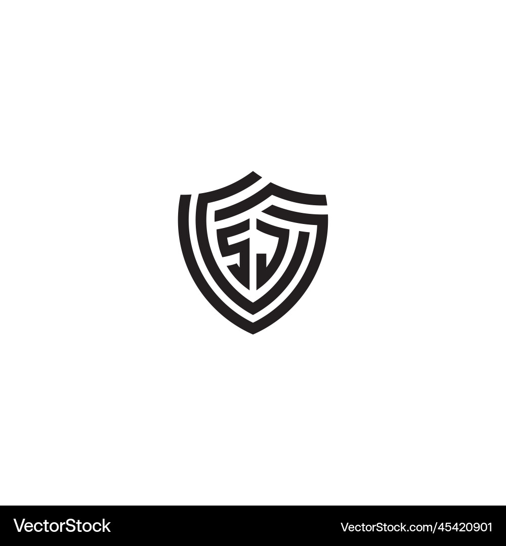Js geometric line shield logo initial concept Js geometric line shield logo initial concept vector image