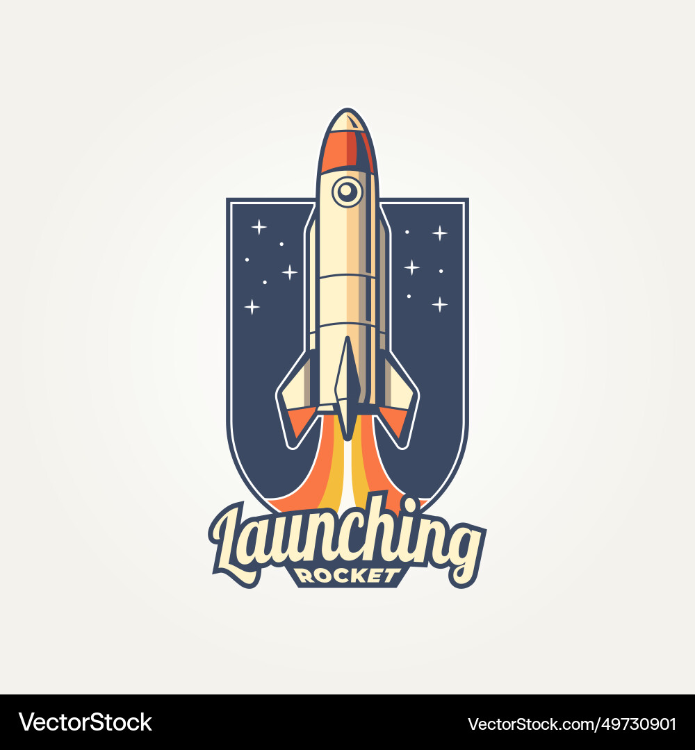 Launching rocket vintage badge logo design Launching rocket vintage badge logo design vector image