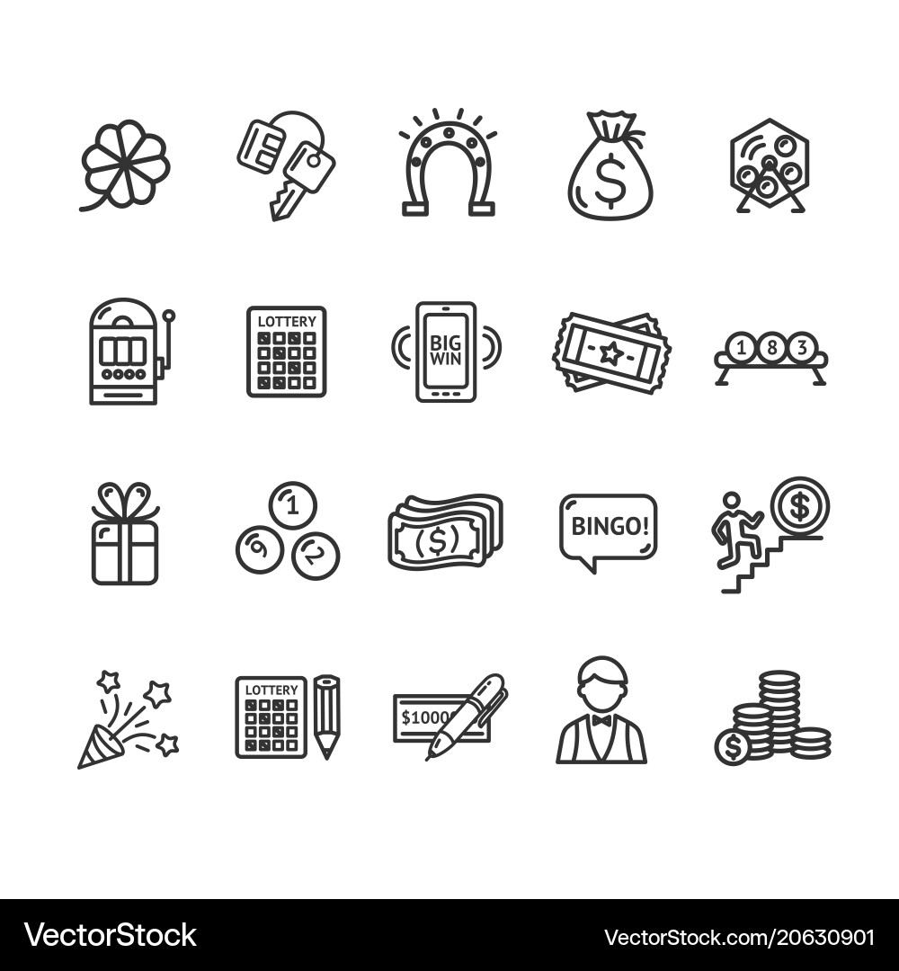 Lotto signs black thin line icon set vector image