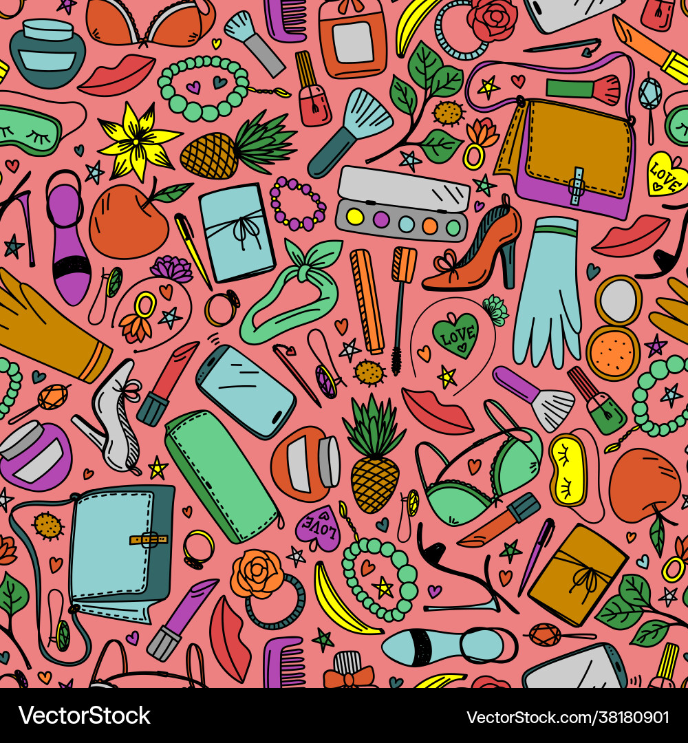 Pink background with different colored objects Pink background with different colored objects vector image