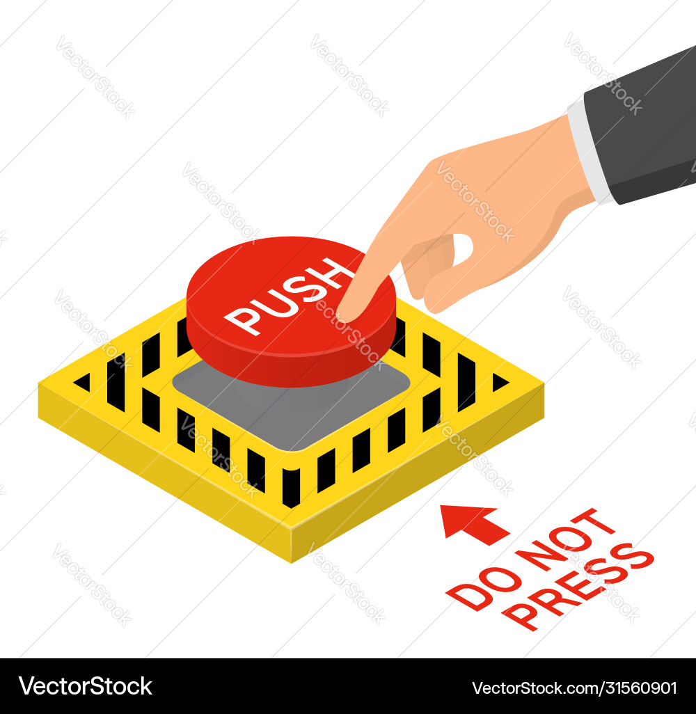 Red Emergency Button - Isometric View vector image