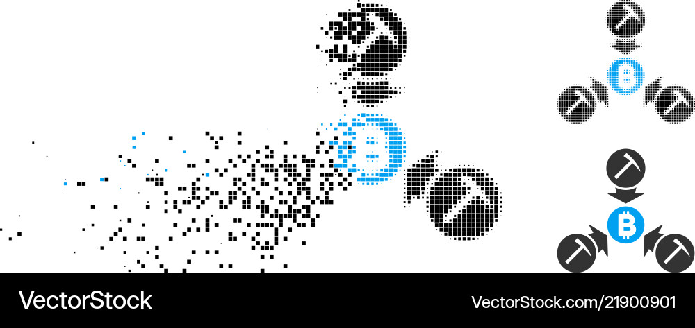 Shredded pixelated halftone bitcoin mining pool Shredded pixelated halftone bitcoin mining pool vector image