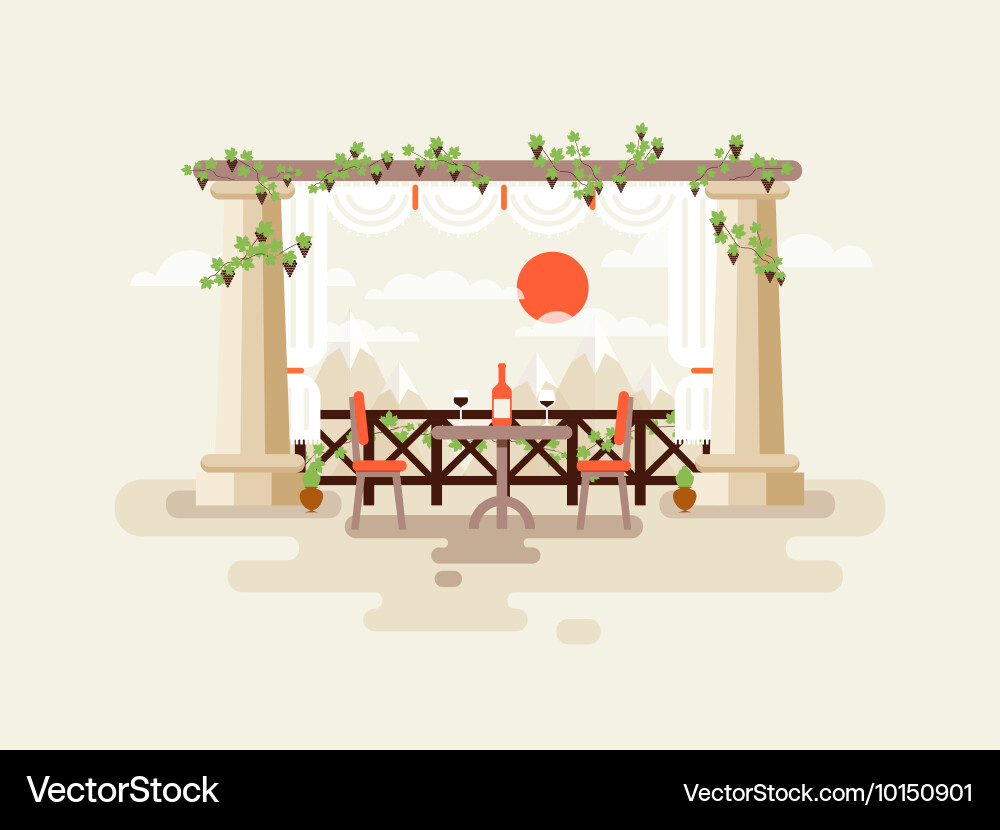 Table between the columns Vector Image