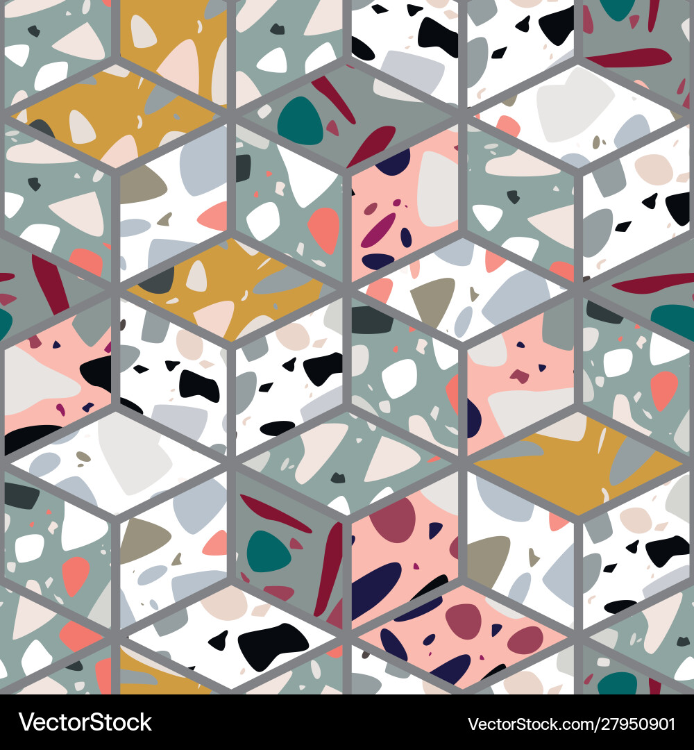Terrazzo seamless pattern design Royalty Free Vector Image
