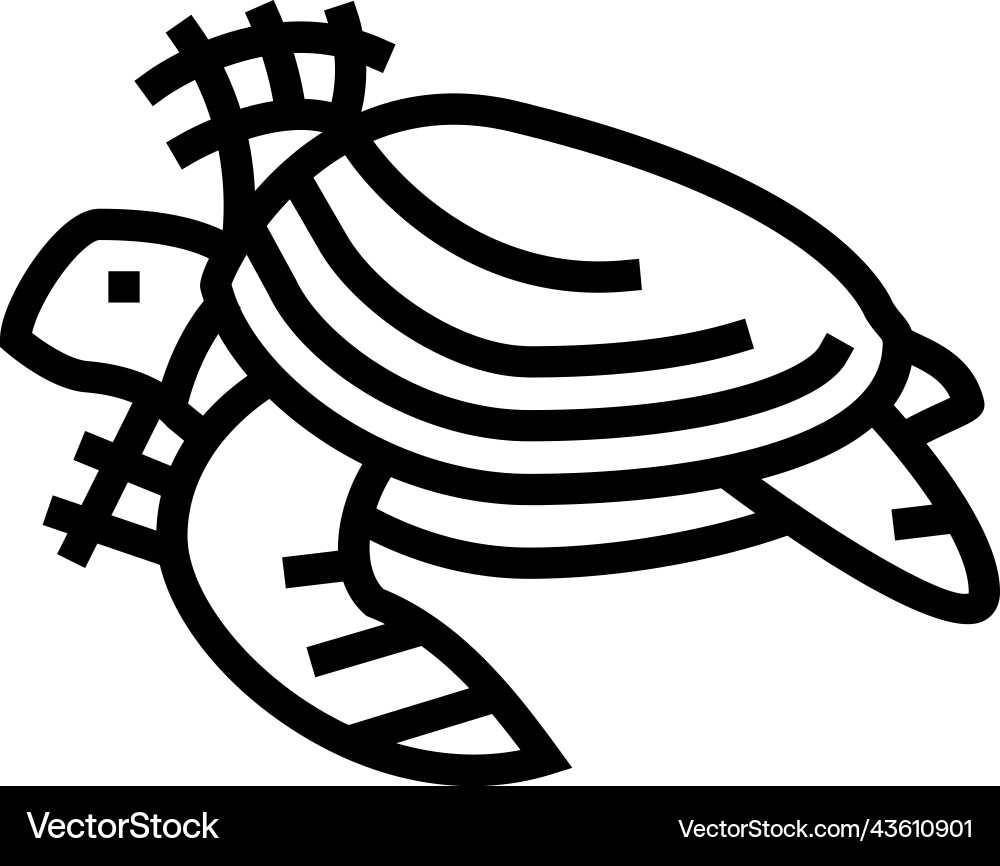 Turtle in plastic net line icon Vector Image