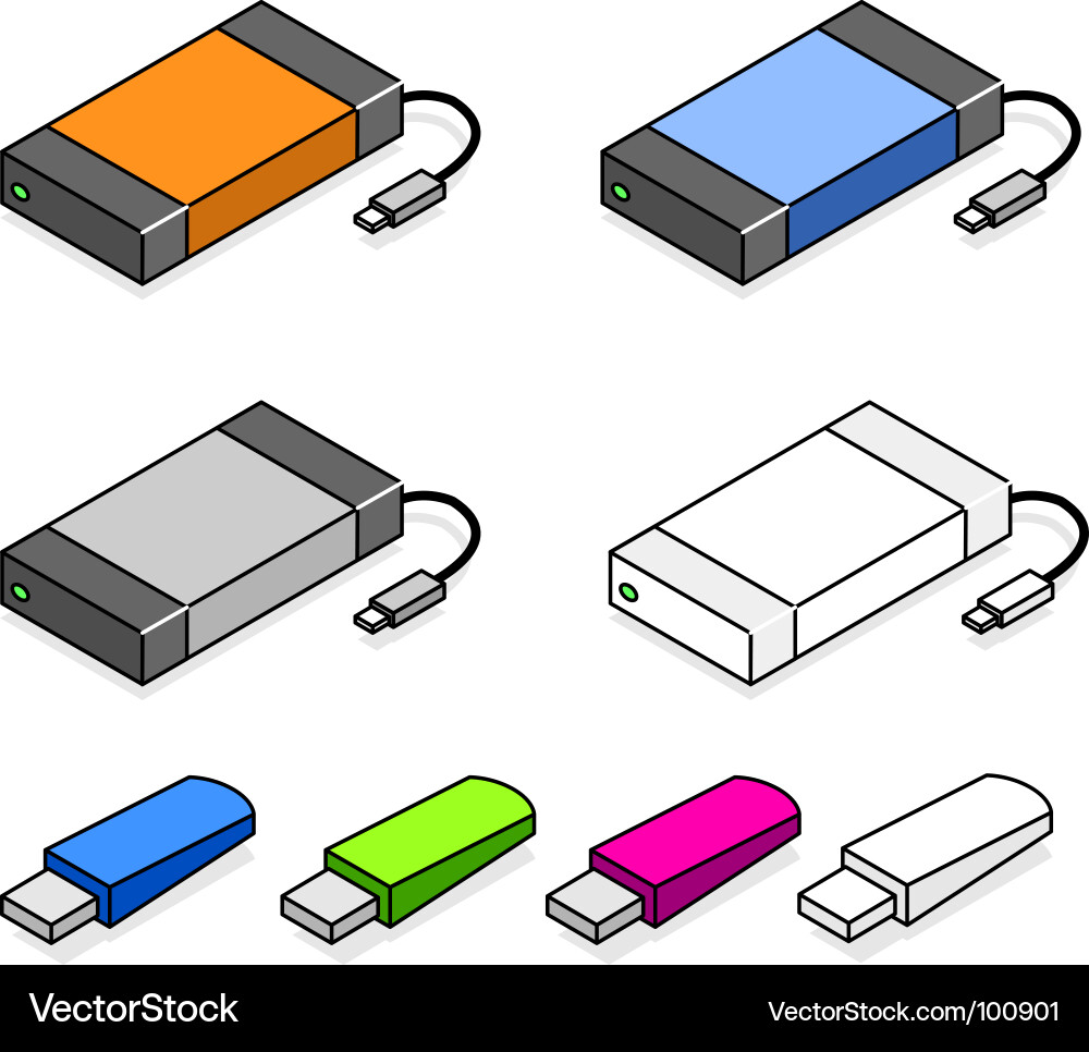 USB Storage Devices Vector Image