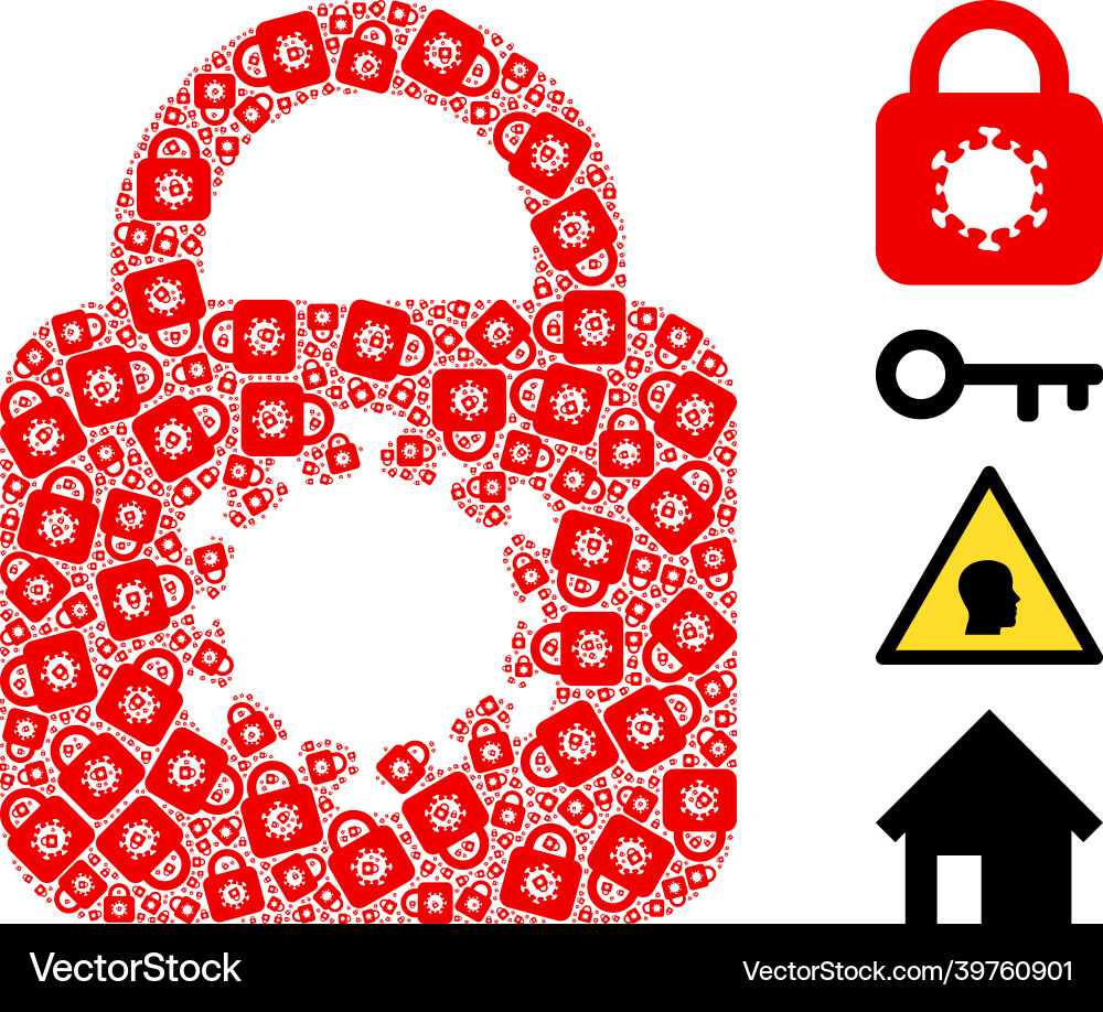Virus lock icon recursion collage Virus lock icon recursion collage vector image