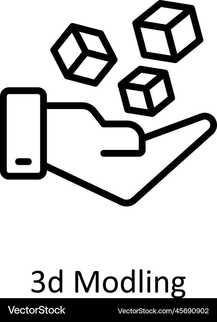 3d modeling outline icon design vector image