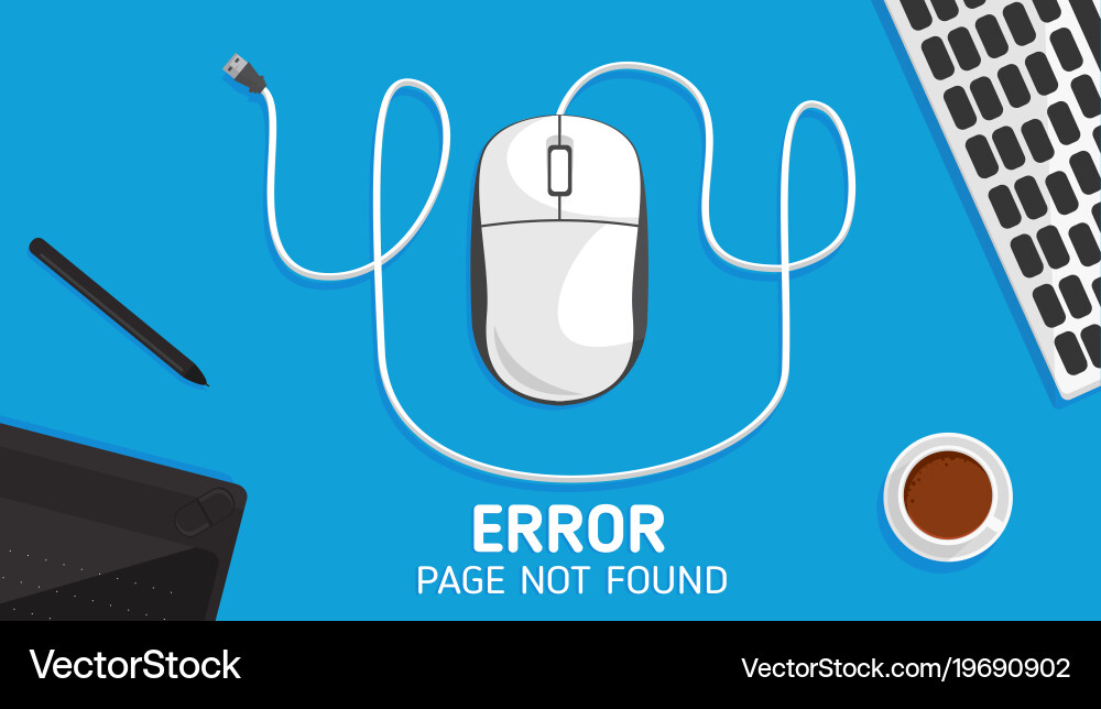 404 mouse error page not found flat Vector Image
