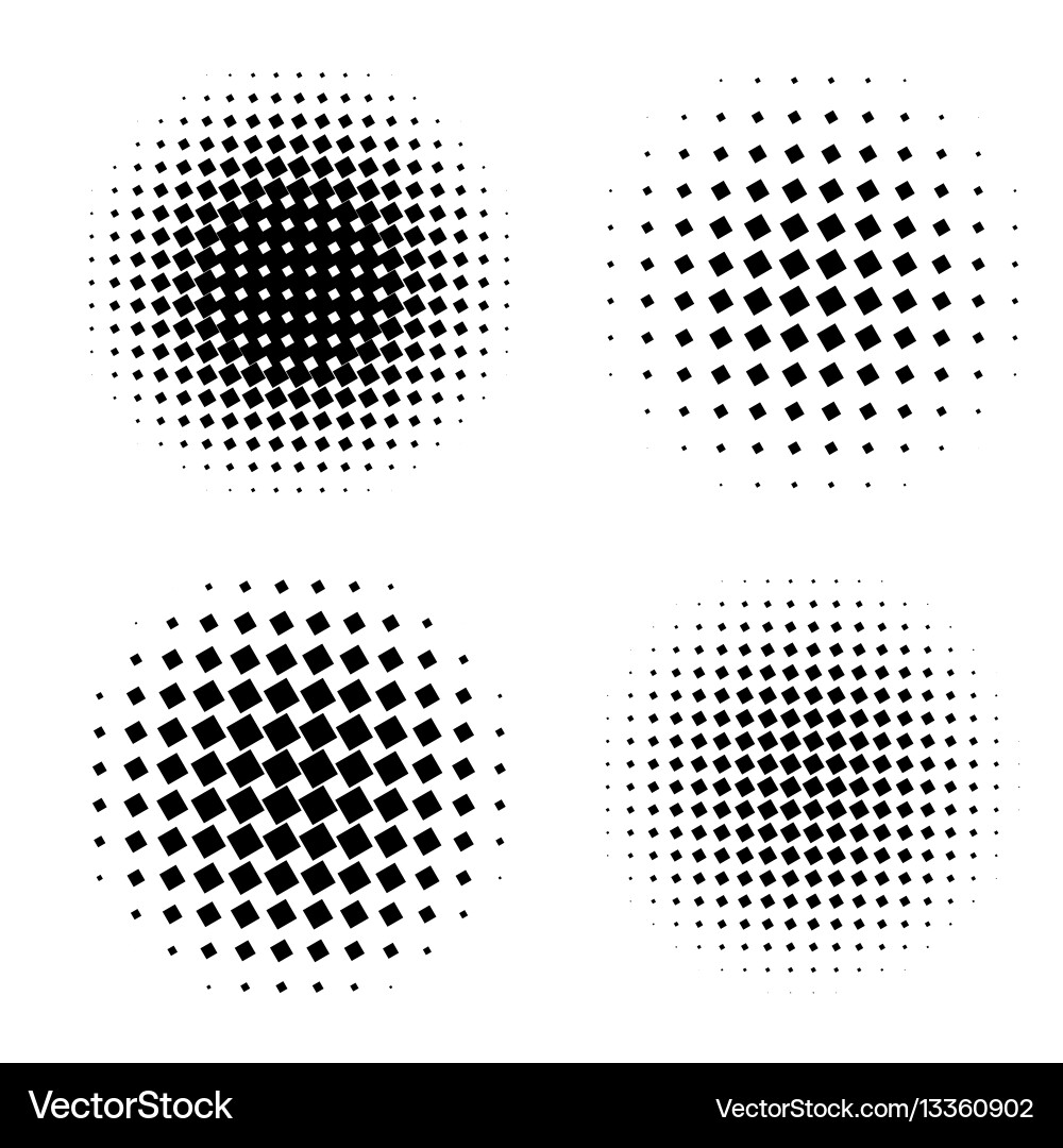 Abstract halftone circle shapes set vector image